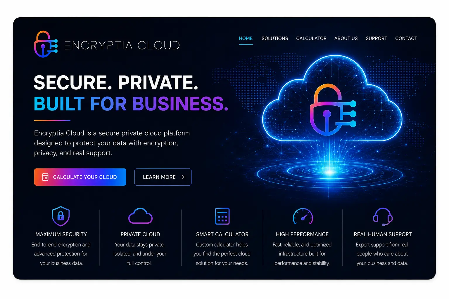 Encryptia Cloud SaaS platform website project
