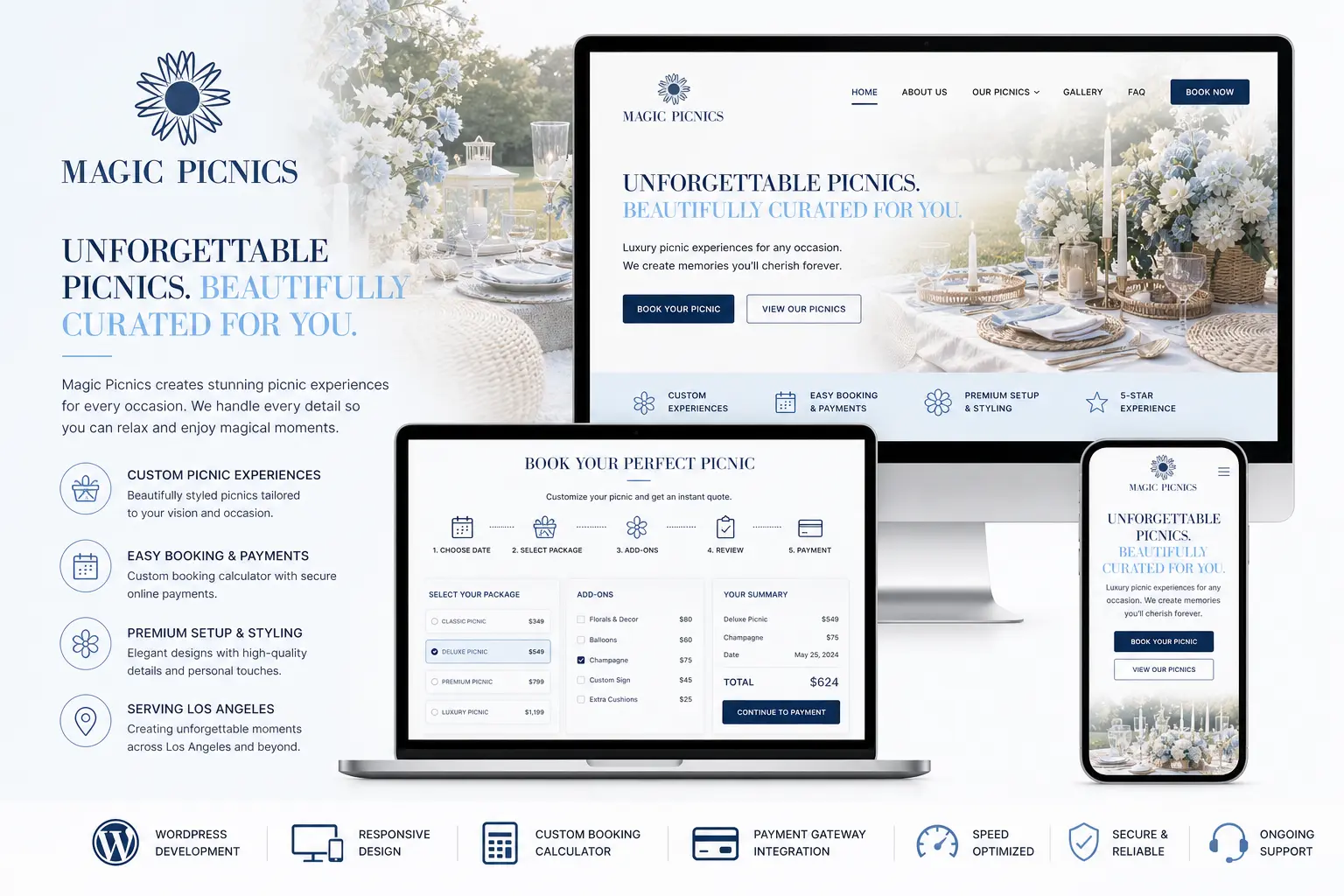 Magic Picnics full website showcase