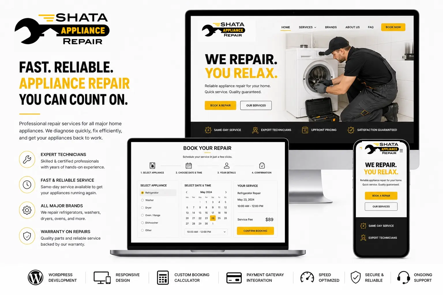 Shata Appliance full website showcase